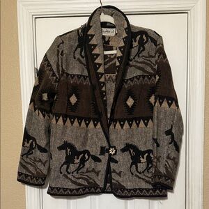 Women's Brown and Black Patterned Jacket